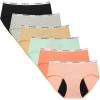 imageINNERSY Girls Period Underwear Hipster Cotton Menstrual Panties for Teens 6 PackBright