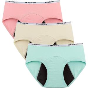 imageINNERSY Big Girls Period Panties Menstrual Underwear for First Period Starter 3PackBrights
