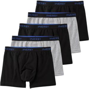 imageINNERSY Boys Underwear Stretchy Cotton Soft Boxer Briefs for 618 Teen Boys 5 Pack3 Black 2 Grey