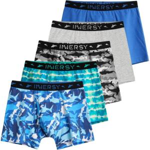 imageINNERSY Boys Underwear Stretchy Cotton Soft Boxer Briefs for 618 Teen Boys 5 PackGrayBuleCamouflage