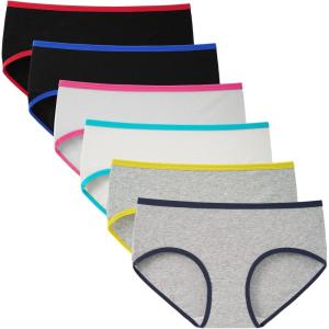imageINNERSY Girls Cotton Underwear Teen Comfortable Panties Size 816 Briefs 6 Pack2 Black2 Grey2 White