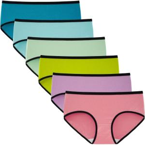 imageINNERSY Girls Cotton Underwear Teen Comfortable Panties Size 816 Briefs 6 PackBright Colors With Black Hem