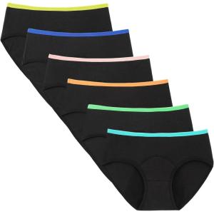 imageINNERSY Girls Period Underwear Hipster Cotton Menstrual Panties for Teens 6 PackBlack