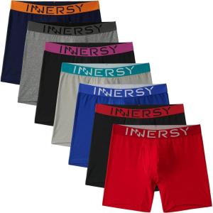 imageINNERSY Mens Boxer Briefs Cotton Stretchy Underwear 7 Pack for a WeekBasic Contrast