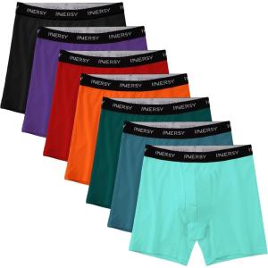 imageINNERSY Mens Boxer Briefs Cotton Stretchy Underwear 7 Pack for a WeekBright Neon