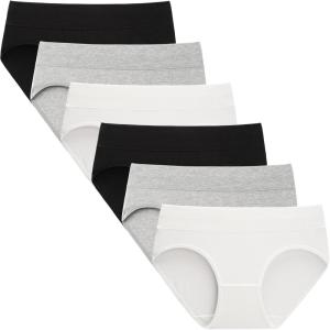 imageINNERSY Teen Girls Underwear Cotton Stretch Briefs Comfy Mid Rise Panties 6 Pack2 Black2 White2 Grey