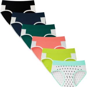 imageINNERSY Teen Girls Underwear Cotton Stretch Briefs Comfy Mid Rise Panties 6 Pack3 Dark3 Light