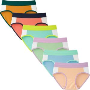 imageINNERSY Teen Girls Underwear Cotton Stretch Briefs Comfy Mid Rise Panties 6 PackBright Colors
