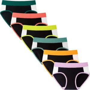 imageINNERSY Teen Girls Underwear Cotton Stretch Briefs Comfy Mid Rise Panties 6 PackColorful Black