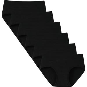 imageINNERSY Teen Girls Underwear Cotton Stretch Briefs Comfy Mid Rise Panties 6 PackSolid Black