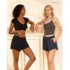 imageINNERSY Womens Menstrual Leakproof 2in1 Athletic Shorts with Pocket Built in Period Underwear for Women Teens GirlsDark Blue