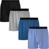 imageINNERSY Mens Cotton Knit Boxer Shorts Loose Fit Soft Lounge Underwear 4PackBlackGreyPalace BluePlacid Blue