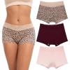 imageINNERSY Womens Lace Underwear Cotton Soft Boyshorts Panties Boxer Briefs 3 PackLeopardLight PinkRed