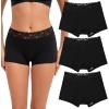 imageINNERSY Womens Lace Underwear Cotton Soft Boyshorts Panties Boxer Briefs 3 PackSolid Black