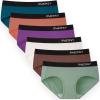 imageINNERSY Womens Underwear Cotton Hipster Panties Mid Rise Briefs Wide Waistband 6 Pack6 Colors With Black Waistband