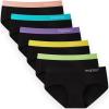 imageINNERSY Womens Underwear Cotton Hipster Panties Mid Rise Briefs Wide Waistband 6 PackColored Black