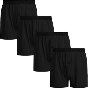 imageINNERSY Mens Cotton Knit Boxer Shorts Loose Fit Soft Lounge Underwear 4Pack4 Black