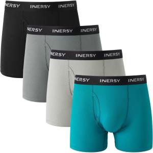 imageINNERSY Mens Mesh Boxer Briefs Cooling Breathable Sports Underwear WFly 4PackAnthraciteDeep LakeCharcoal GrayDove