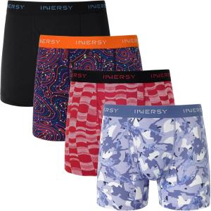 imageINNERSY Mens Mesh Boxer Briefs Cooling Breathable Sports Underwear WFly 4PackCamouflage Maze