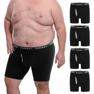 imageINNERSY Mens Plus Size Underwear Cotton Boxer Briefs Moisture Wicking Boxers 4 PackBlack