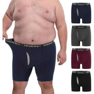 imageINNERSY Mens Plus Size Underwear Cotton Boxer Briefs Moisture Wicking Boxers 4 PackDark Retro