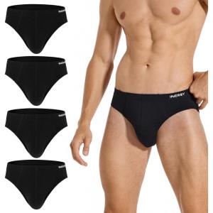 imageINNERSY Mens Underwear Briefs Bikini Cut Covered Waistband Underpants 4Pack4 Black