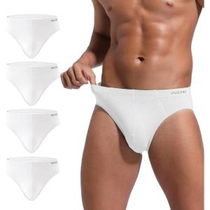 imageINNERSY Mens Underwear Briefs Bikini Cut Covered Waistband Underpants 4PackWhite