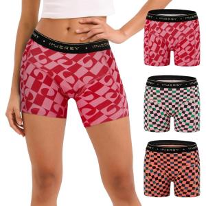 imageINNERSY Womens 4quot Inseam Boxers Briefs Cotton Boyshorts Underwear Ladies Panties 3PackFunky Check