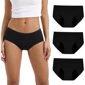 imageINNERSY Womens Hipster Period Underwear Postpartum Teens Menstrual Panties 3PackHeavy Flow Classic Black