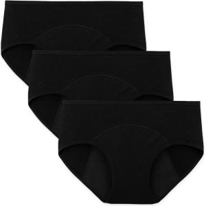 imageINNERSY Womens Hipster Period Underwear Postpartum Teens Menstrual Panties 3PackLight Flow 3 Black