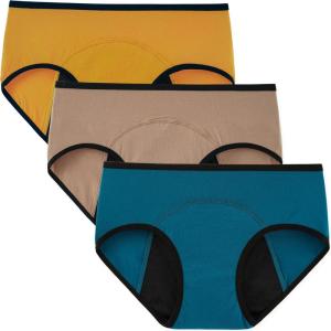 imageINNERSY Womens Hipster Period Underwear Postpartum Teens Menstrual Panties 3PackLight Flow Amber Vintage