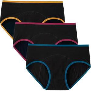 imageINNERSY Womens Hipster Period Underwear Postpartum Teens Menstrual Panties 3PackLight Flow Contrasting Black