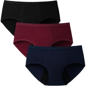 imageINNERSY Womens Hipster Period Underwear Postpartum Teens Menstrual Panties 3PackLight Flow Full Gusset
