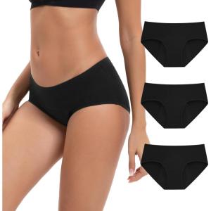 imageINNERSY Womens Period Underwear Hipster Postpartum Leakproof Protective Menstrual Panties 3PackBlack