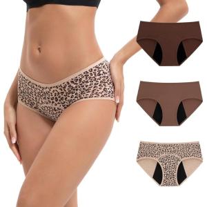 imageINNERSY Womens Period Underwear Hipster Postpartum Leakproof Protective Menstrual Panties 3PackMilaed