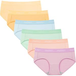 imageINNERSY Womens Underwear Cotton Hipster Panties Mid Rise Briefs Wide Waistband 6 PackDreamy Hues