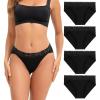 imageINNERSY Womens Cotton Bikini Underwear High Cut Lace Hipster Panties 4PackBlack