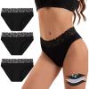 imageINNERSY Womens Cotton Lace Period Underwear Postpartum Hipster Panties Menstrual Bikini Briefs 3 PackBlack