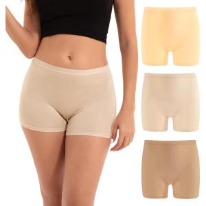 imageINNERSY Womens 47quot Inseam Boy Shorts Underwear Silky Boxer Briefs Panties 3PackNude Tones