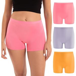 imageINNERSY Womens 47quot Inseam Boy Shorts Underwear Silky Boxer Briefs Panties 3PackVibrant Colors