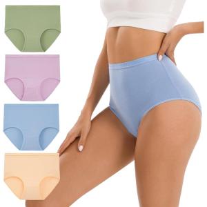 imageINNERSY Womens Cotton Underwear Super High Waisted Briefs Soft Full Coverage Panties 4 PackVibrant Brights