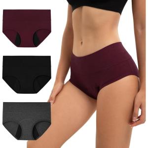 imageINNERSY Womens High Waisted Period Underwear Heavy Flow Postpartum Menstrual Panties 3PackVintage Dark