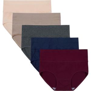 imageINNERSY Womens High Waisted Underwear Cotton Panties Regular ampamp Plus Size 5PackBasics