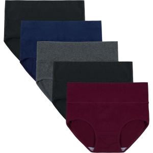 imageINNERSY Womens High Waisted Underwear Cotton Panties Regular ampamp Plus Size 5PackDarks 1