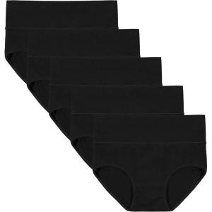 imageINNERSY Womens High Waisted Underwear Cotton Panties Regular ampamp Plus Size 5PackSolid Black