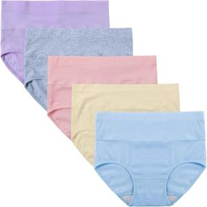 imageINNERSY Womens High Waisted Underwear Cotton Panties Regular ampamp Plus Size 5PackStyle 1