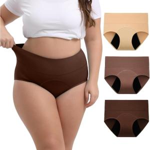 imageINNERSY Womens Period Underwear High Waisted Postpartum Menstrual Panties 3 PackCoffee Gradient