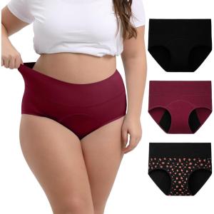 imageINNERSY Womens Period Underwear High Waisted Postpartum Menstrual Panties 3 PackRose Print