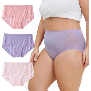 imageINNERSY Womens Plus Size Floral Lace Nylon Underwear High Waisted Panties 3PackLavender Blush