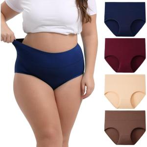 imageINNERSY Womens Plus Size XL5XL Cotton Underwear High Waisted Briefs Panties 4PackEarthy Sunset